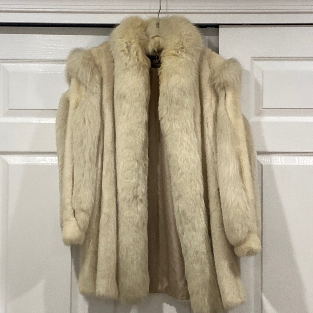 White real fur coat